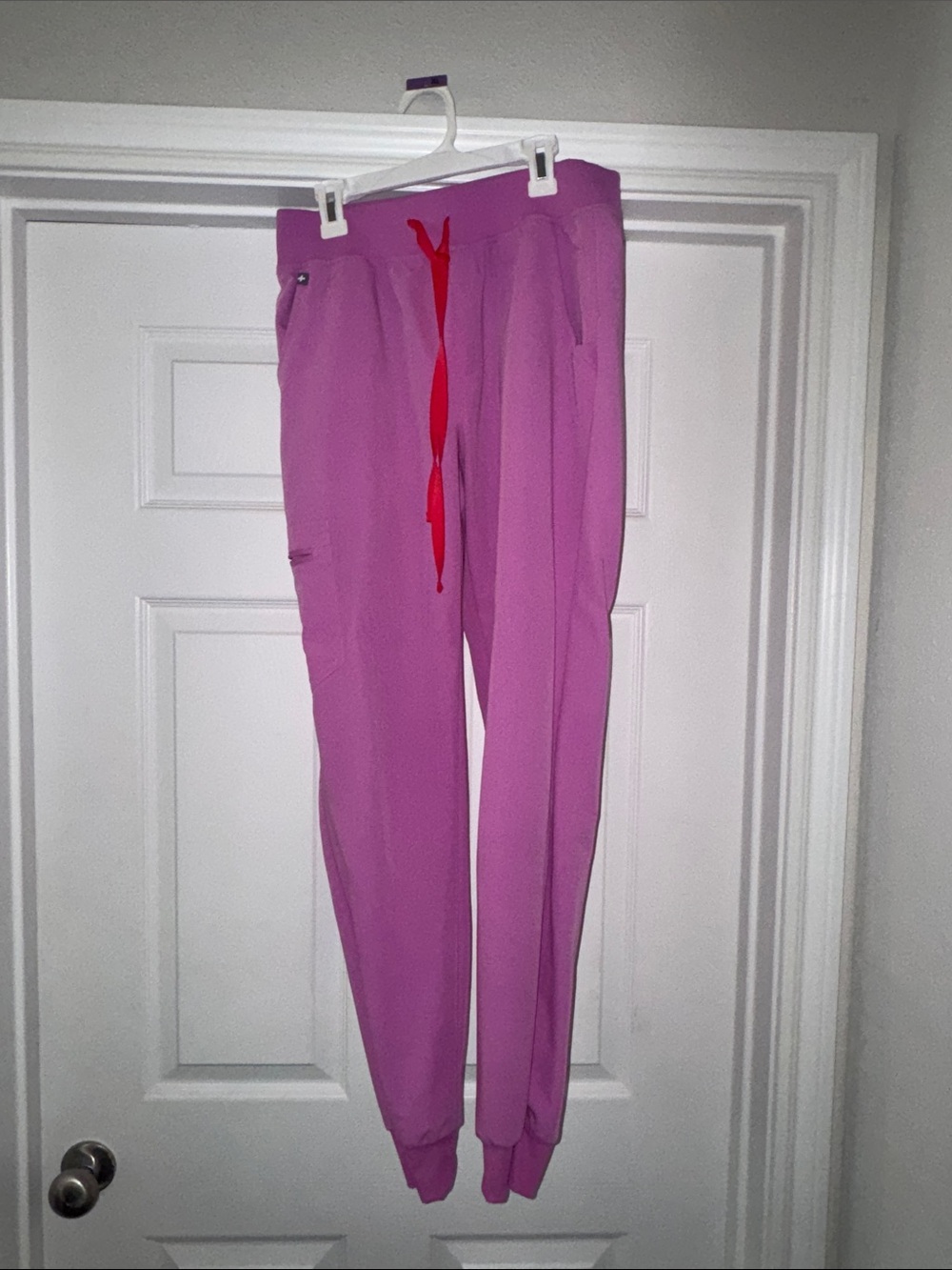 Figs Women's Magenta Joggers with Red Drawstring